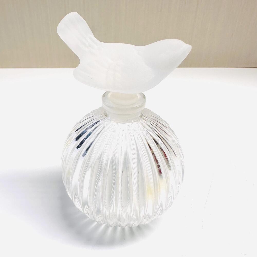 Vintage Sasaki Wings Crystal Perfume Bottle Satin Glass Bird
